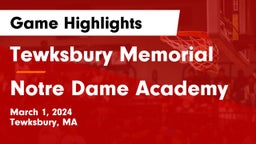 Tewksbury Memorial vs Notre Dame Academy Game Highlights - March 1, 2024