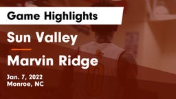 Sun Valley  vs Marvin Ridge Game Highlights - Jan. 7, 2022