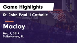 St. John Paul II Catholic  vs Maclay  Game Highlights - Dec. 7, 2019