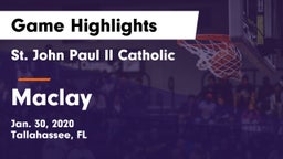 St. John Paul II Catholic  vs Maclay  Game Highlights - Jan. 30, 2020