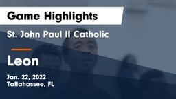 St. John Paul II Catholic  vs Leon  Game Highlights - Jan. 22, 2022