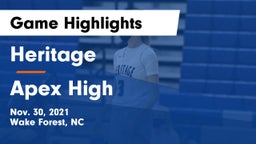 Heritage  vs Apex High Game Highlights - Nov. 30, 2021