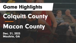 Colquitt County  vs Macon County  Game Highlights - Dec. 21, 2023