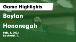 Boylan  vs Hononegah  Game Highlights - Feb. 1, 2022