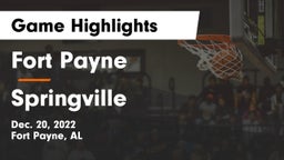 Fort Payne  vs Springville  Game Highlights - Dec. 20, 2022