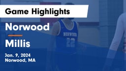 Norwood  vs Millis  Game Highlights - Jan. 9, 2024