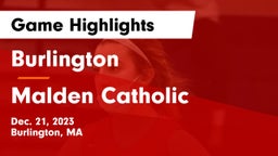 Burlington  vs Malden Catholic  Game Highlights - Dec. 21, 2023