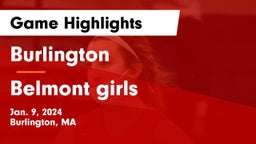 Burlington  vs Belmont  girls Game Highlights - Jan. 9, 2024