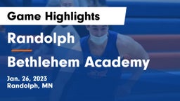 Randolph  vs Bethlehem Academy  Game Highlights - Jan. 26, 2023