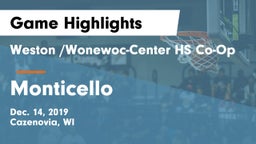 Weston /Wonewoc-Center HS Co-Op vs Monticello  Game Highlights - Dec. 14, 2019
