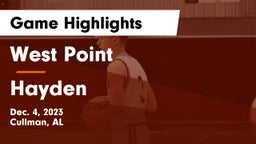 West Point  vs Hayden  Game Highlights - Dec. 4, 2023