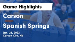 Carson  vs Spanish Springs  Game Highlights - Jan. 21, 2022