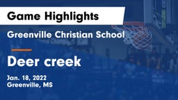 Greenville Christian School vs Deer creek Game Highlights - Jan. 18, 2022