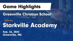 Greenville Christian School vs Starkville Academy  Game Highlights - Feb. 26, 2022