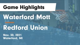 Waterford Mott vs Redford Union  Game Highlights - Nov. 30, 2021