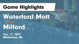 Waterford Mott vs Milford  Game Highlights - Jan. 11, 2022