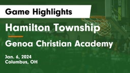 Hamilton Township  vs Genoa Christian Academy Game Highlights - Jan. 6, 2024