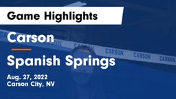 Carson  vs Spanish Springs  Game Highlights - Aug. 27, 2022