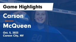 Carson  vs McQueen  Game Highlights - Oct. 5, 2023