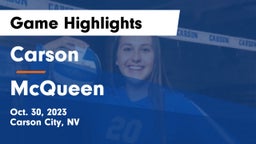 Carson  vs McQueen  Game Highlights - Oct. 30, 2023