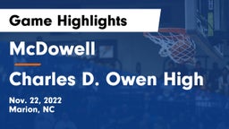 McDowell   vs Charles D. Owen High Game Highlights - Nov. 22, 2022