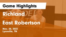 Richland  vs East Robertson  Game Highlights - Nov. 28, 2023