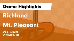 Richland  vs Mt. Pleasant  Game Highlights - Dec. 1, 2023