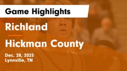 Richland  vs Hickman County  Game Highlights - Dec. 28, 2023