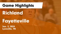 Richland  vs Fayetteville  Game Highlights - Jan. 2, 2024