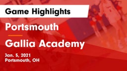 Portsmouth  vs Gallia Academy Game Highlights - Jan. 5, 2021