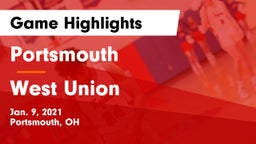 Portsmouth  vs West Union  Game Highlights - Jan. 9, 2021