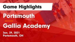 Portsmouth  vs Gallia Academy Game Highlights - Jan. 29, 2021