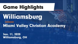 Williamsburg  vs Miami Valley Christian Academy Game Highlights - Jan. 11, 2020