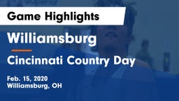 Williamsburg  vs Cincinnati Country Day  Game Highlights - Feb. 15, 2020