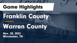 Franklin County  vs Warren County  Game Highlights - Nov. 28, 2023
