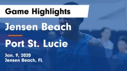 Jensen Beach  vs Port St. Lucie  Game Highlights - Jan. 9, 2020