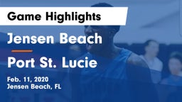 Jensen Beach  vs Port St. Lucie  Game Highlights - Feb. 11, 2020