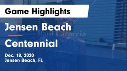 Jensen Beach  vs Centennial  Game Highlights - Dec. 18, 2020
