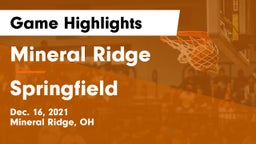Mineral Ridge  vs Springfield  Game Highlights - Dec. 16, 2021