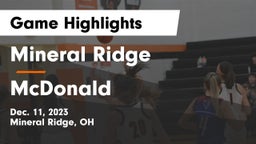 Mineral Ridge  vs McDonald  Game Highlights - Dec. 11, 2023