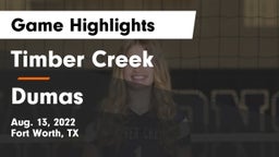 Timber Creek  vs Dumas  Game Highlights - Aug. 13, 2022