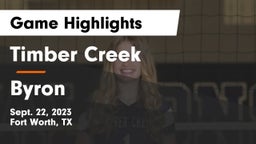 Timber Creek  vs Byron  Game Highlights - Sept. 22, 2023