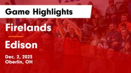 Firelands  vs Edison  Game Highlights - Dec. 2, 2023
