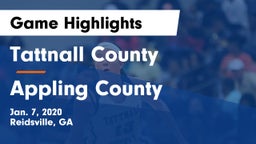 Tattnall County  vs Appling County  Game Highlights - Jan. 7, 2020