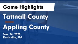 Tattnall County  vs Appling County  Game Highlights - Jan. 24, 2020