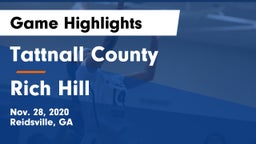 Tattnall County  vs Rich Hill  Game Highlights - Nov. 28, 2020