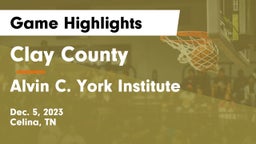 Clay County  vs Alvin C. York Institute Game Highlights - Dec. 5, 2023