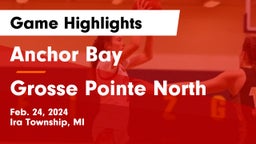 Anchor Bay  vs Grosse Pointe North  Game Highlights - Feb. 24, 2024
