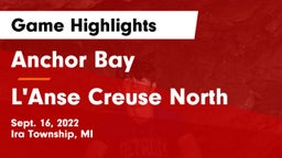 Anchor Bay  vs L'Anse Creuse North  Game Highlights - Sept. 16, 2022