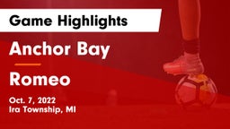 Anchor Bay  vs Romeo  Game Highlights - Oct. 7, 2022